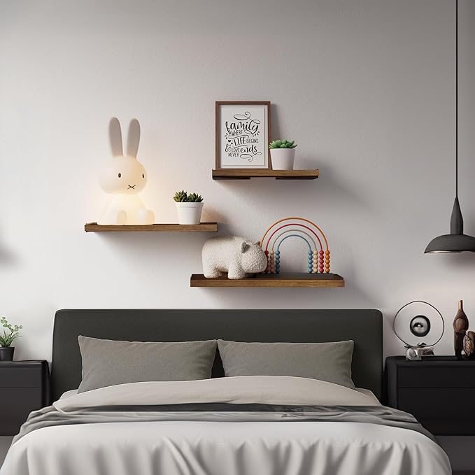 BAYKA Floating Shelves for Wall, Book Shelf for Bedroom, Wall Decor Shelves for - Image 2