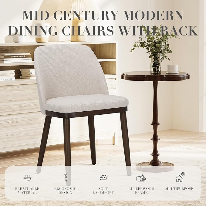 COLAMY Upholstered Dining Chairs Set of 2, Modern Kitchen Chairs - Image 3