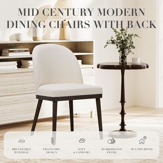 COLAMY Upholstered Dining Chairs Set of 4, Wooden Kitchen Chairs - Image 4