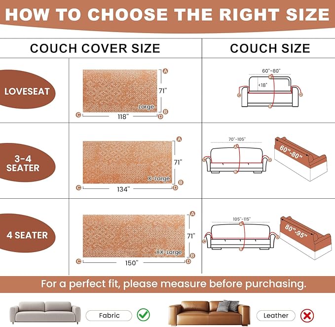 STACYPIK Boho Large Sofa Cover for Pets, Washable Dogs Protector for Living - Image 5