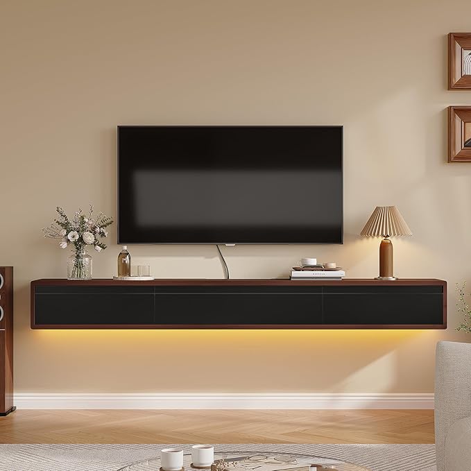 Floating TV Stand Matte Finish, Floating TV Console, Under TV Shelf by FloatiCasa