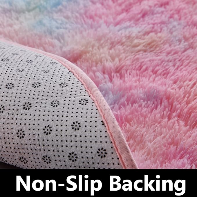 FJZFING Rainbow Round Rug Ultra-Soft Plush Modern 7x7 Circle Area Rug - Image 6