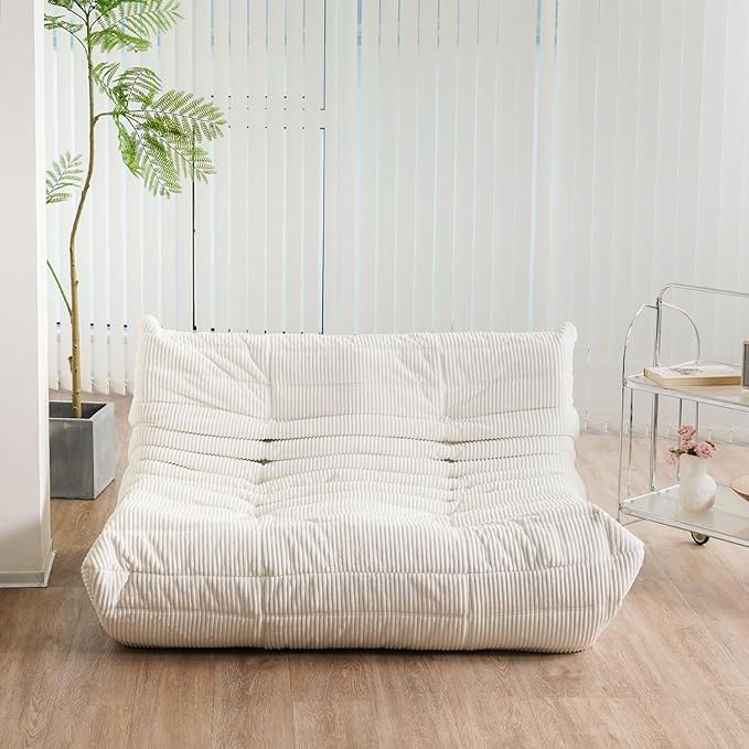 N&V Fireside Loveseat, Mid Century Armless Twin Size Floor Sofa, Soft Premium - Image 5
