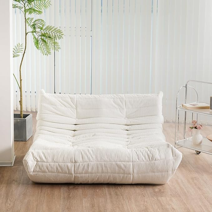 N&V Fireside Loveseat, Mid Century Armless Twin Size Floor Sofa, Soft Premium - Image 4