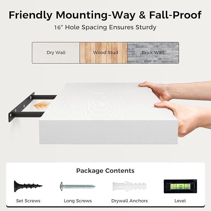 Fun Memories White Floating Shelves 30x 12 Inch, Deep Floating Shelf Wall - Image 7