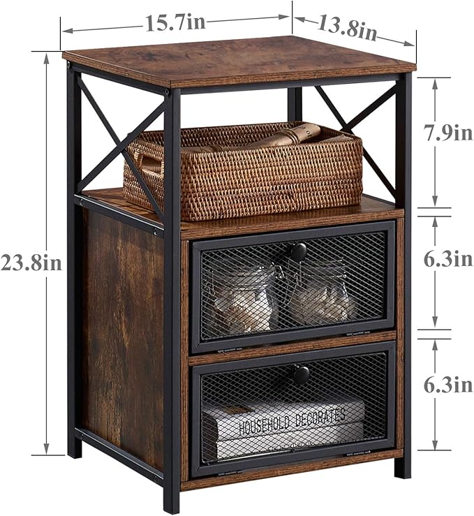 VECELO Modern Night Stand, End Side Table - Image 3
