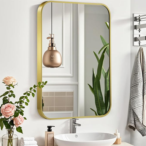 20x28 Inch Gold Mirror, Framed Rectangle Mirror - Image 2