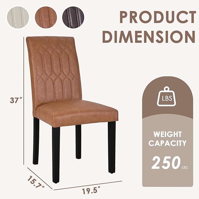 VECELO Upholstered Dining Chairs Set of 4, Modern PU Leather Accent Parsons - Image 3