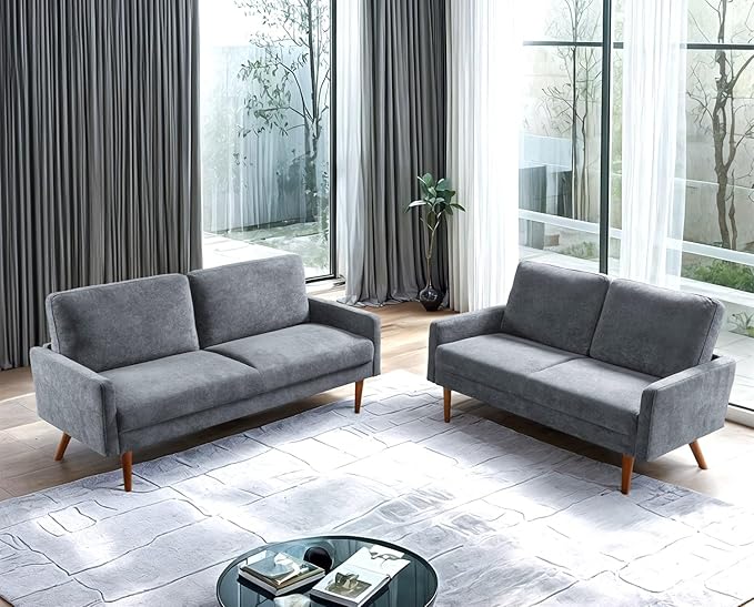 Kent 2 Piece Velvet Sofa and Loveseat Set, European Style - Image 3