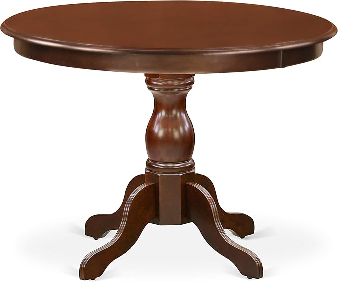 East West Furniture HBGR3-MAH-W 3 Piece Dining Room Table Set Contains a Round - Image 3