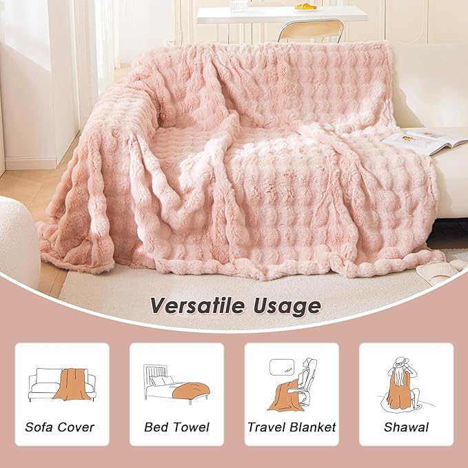 VM VOUGEMARKET Plush Couch Cover 1-Piece Thick Faux Rabbit Fur Sofa Throw Cover - Image 3