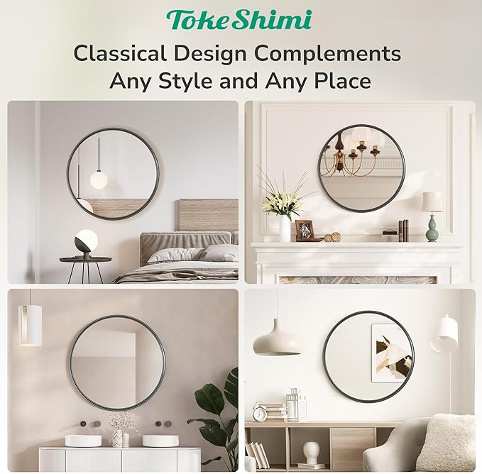 TokeShimi 36 in Round Black Mirror Framed - Image 7