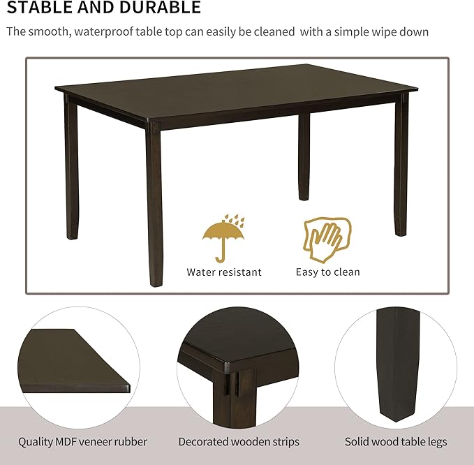 SogesPower 6-Piece Kitchen Dining Table Set - Image 5