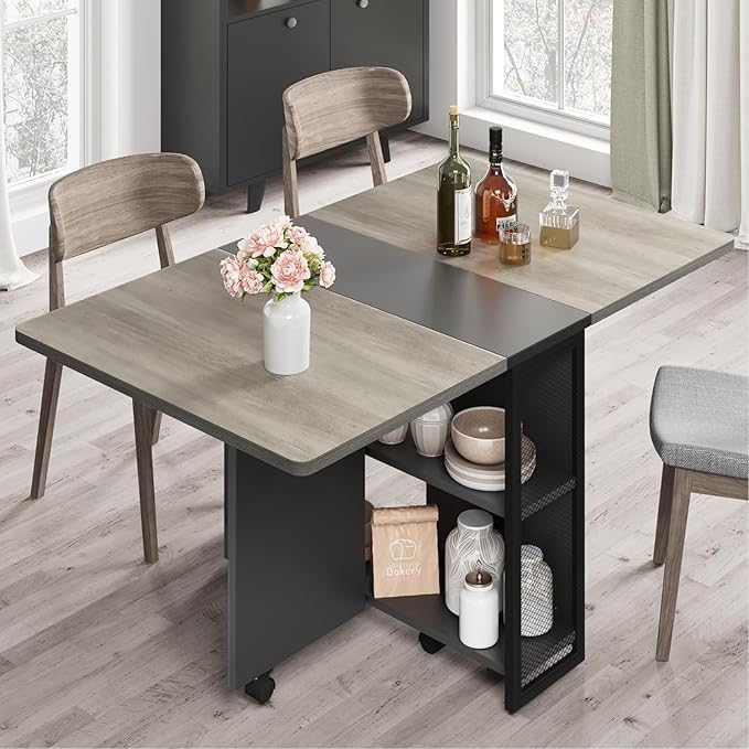 IDEALHOUSE Folding Dining Table, Drop Leaf Dining Table by IDEALHOUSE
