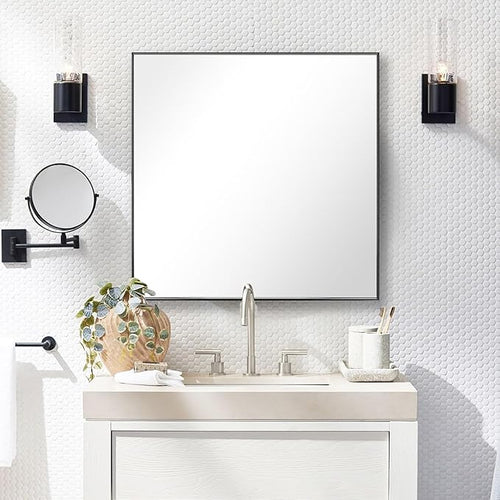 24x24 Inch Black Bathroom Mirror by Bonverre