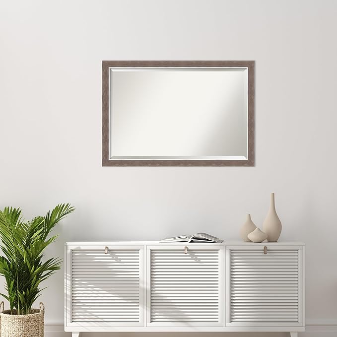 Amanti Art Brown Wall Mirror 28x40 Noble Mocha Rectangle Bathroom Mirror - Image 5