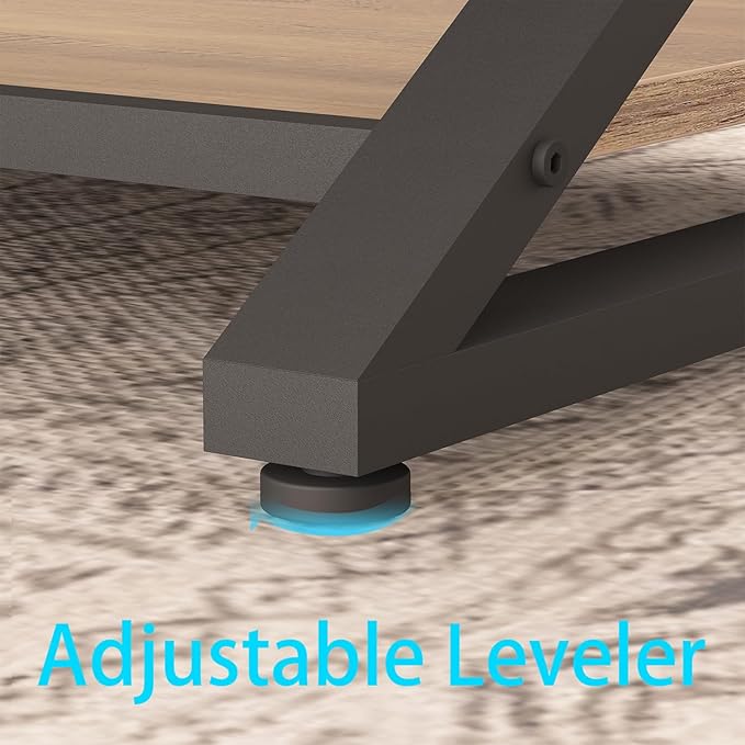 HSH Rustic Farmhouse Coffee Table, Modern Minimalist Wood and Metal Living Room - Image 8