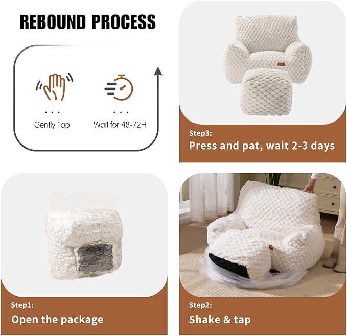 Big Bean Bag Chairs for Adults Cozy Giant Bean Bag Sofa Chair, Gaming Bean Bag - Image 8