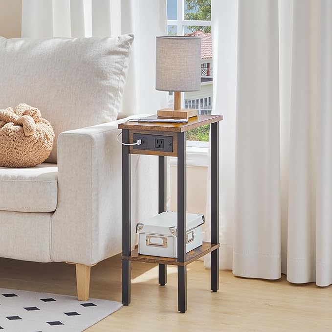 HOOBRO Small End Table with Charging Station, Narrow Side Table with USB Port - Image 9