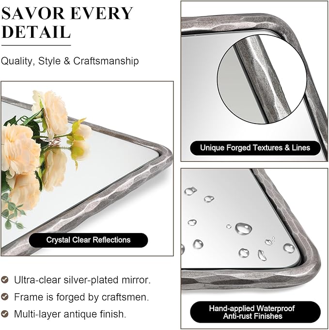 ANDY STAR Hand-Forged Silver Bathroom Mirror - Image 5