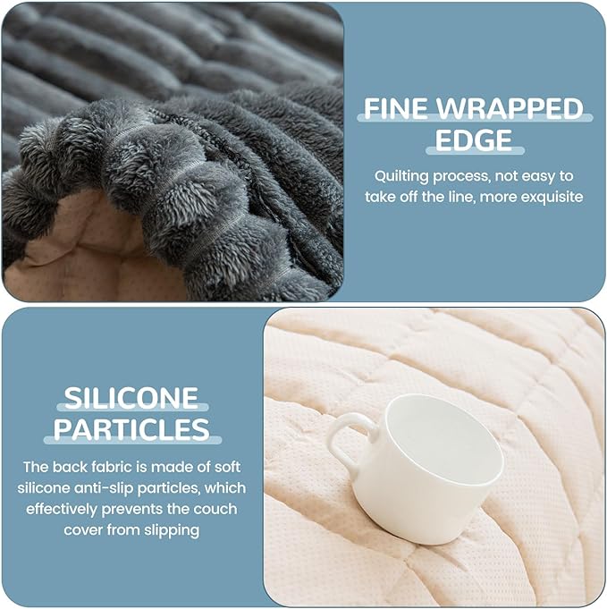OTOB Couch Cover for Dogs Washable, Non Slip Plush Fuzzy Sofa Covers for 3 - Image 4