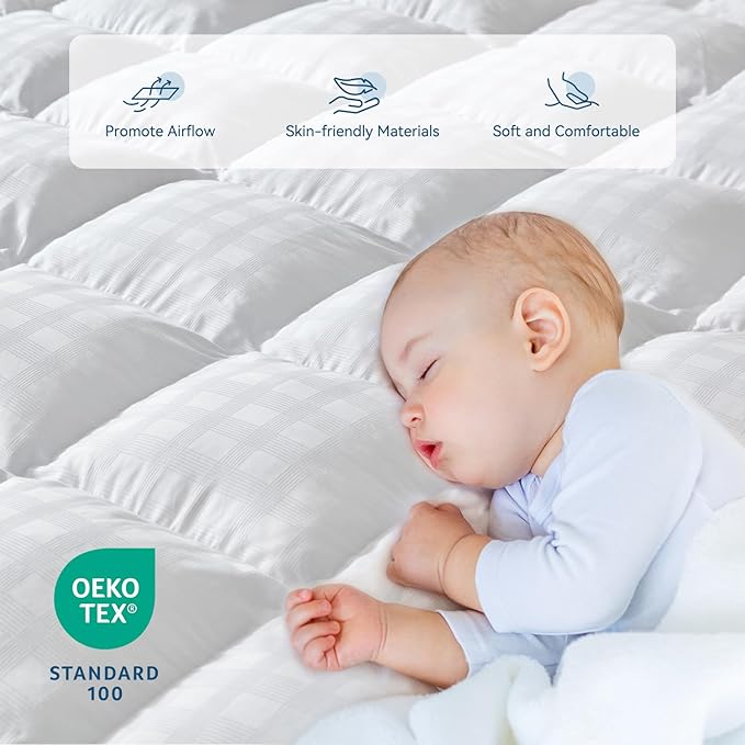ELEMUSE Twin Cooling Mattress Topper, Extra Thick 1300gsm Mattress Pad - Image 4