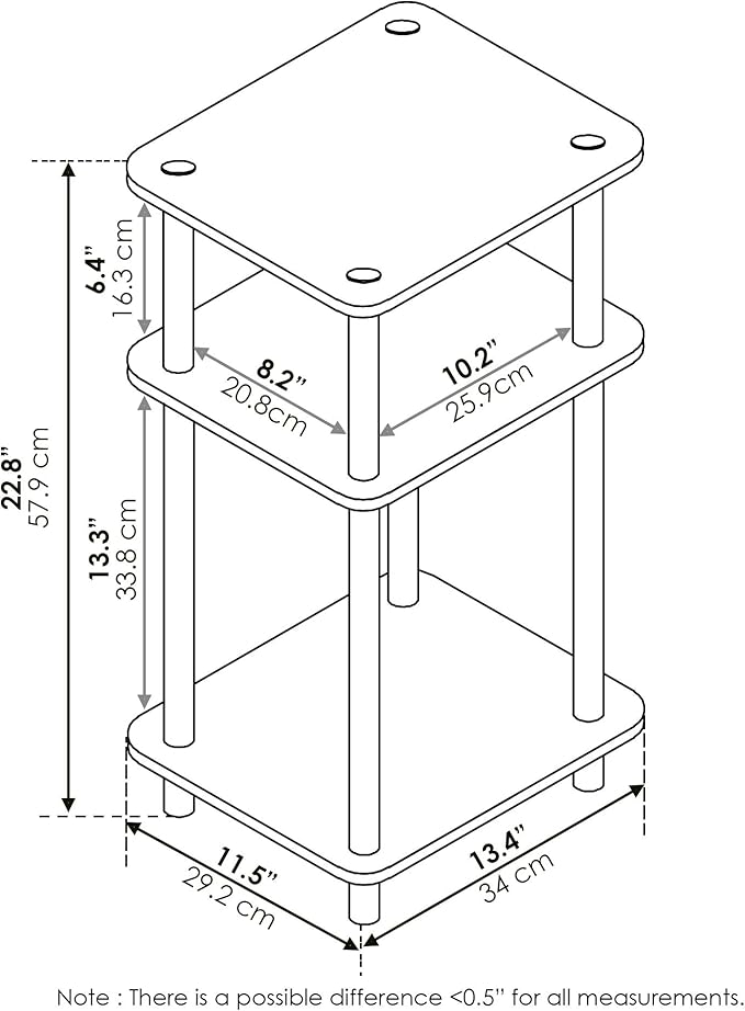 Furinno Just 3-Tier Turn-N-Tube End Table / Side Table / Night Stand / Bedside - Image 8