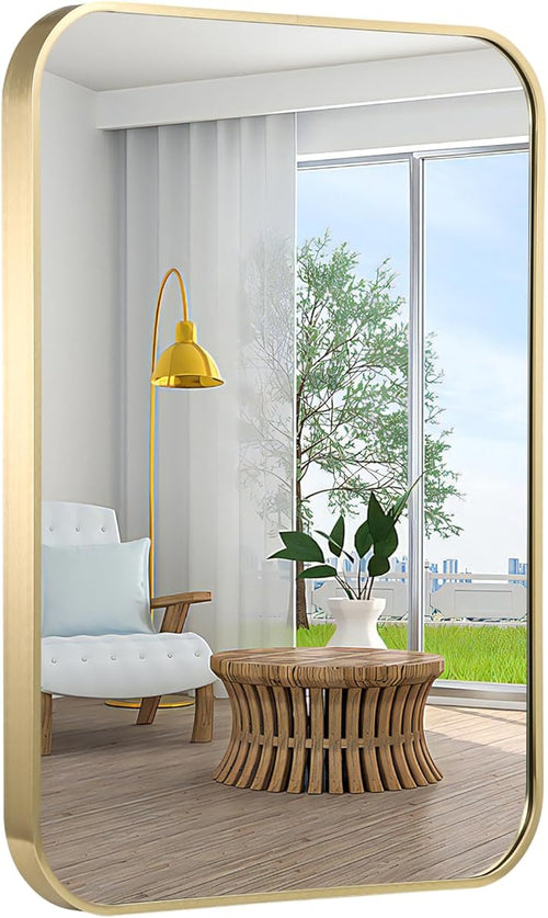 22x30 Inch Bathroom Mirror for Wall, Aluminum Alloy Framed Brushed Wall Mirror by Titameg