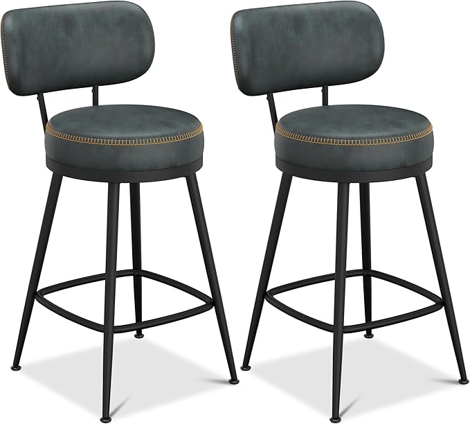 Counter Height Bar Stools, Faux Leather Kitchen Counter Stools - Image 8