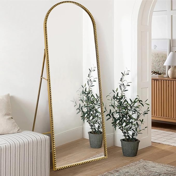 Arch Full Length Mirror with Stand, Antique Gold by Fobule