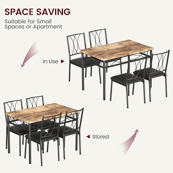 Dining Table Set for 4, Compact Kitchen Table - Image 8