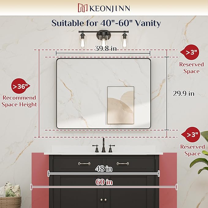 Keonjinn Matte White Bathroom Mirrors - Image 6