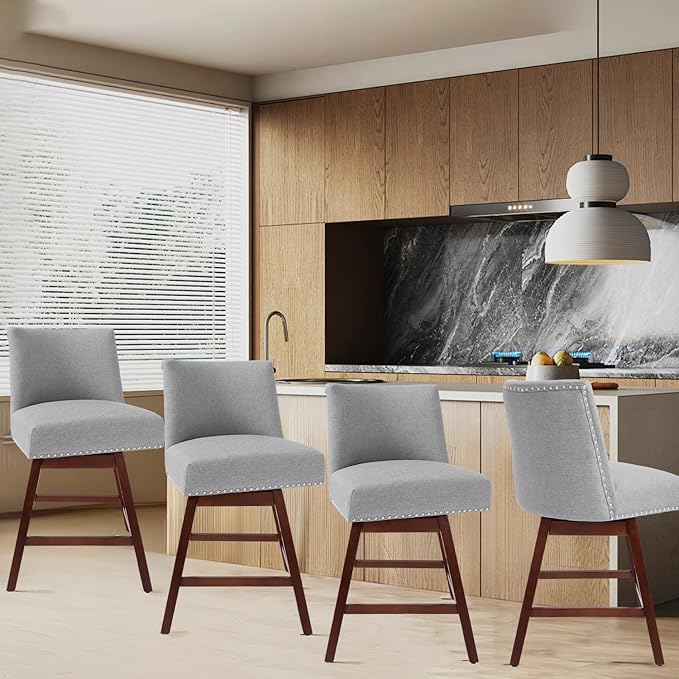 Counter Height Barstools Set of 4, 360° Swivel Bar Stools - Image 3