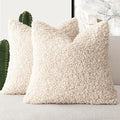 Foindtower 2 Pieces 24x24 Inch Cream Beige, Faux Fur Throw Pillow Cover Accent by Foindtower