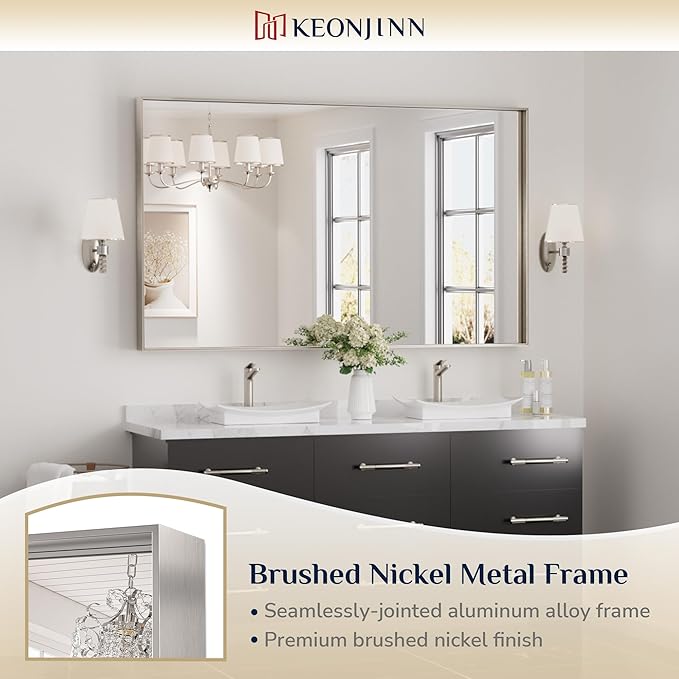 Keonjinn 72 x 36 in Brushed Nickel Mirror - Image 6