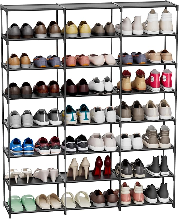 Large Shoe Rack 3 Row 8 Tier 40-60 Pairs Shoes Boots - Image 7