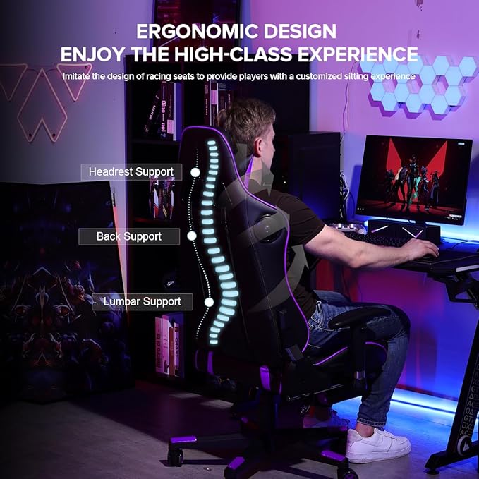 GTRACING Gaming Chair with Speaker and Footrest Office Computer Chairs Music - Image 7