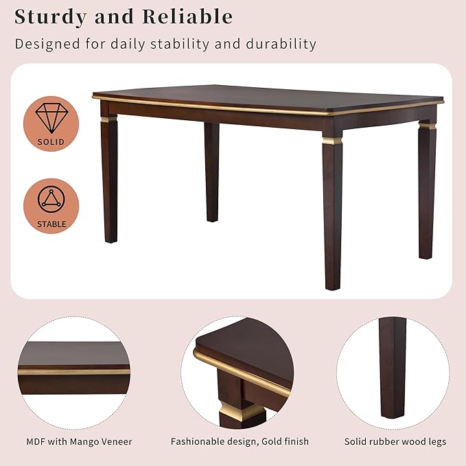 Ball & Cast Dining Table Set for 6, Kitchen Table W/ 4 High-Back Tufted Chairs - Image 4