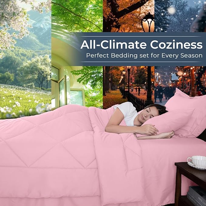 HEVUMYI Pink Twin-XL Comforter Set - Image 3