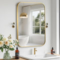 Gold Bathroom Mirror, 16x20 Inch Aluminum Frame Rectangle Mirror, Tempered Glass by CLBA