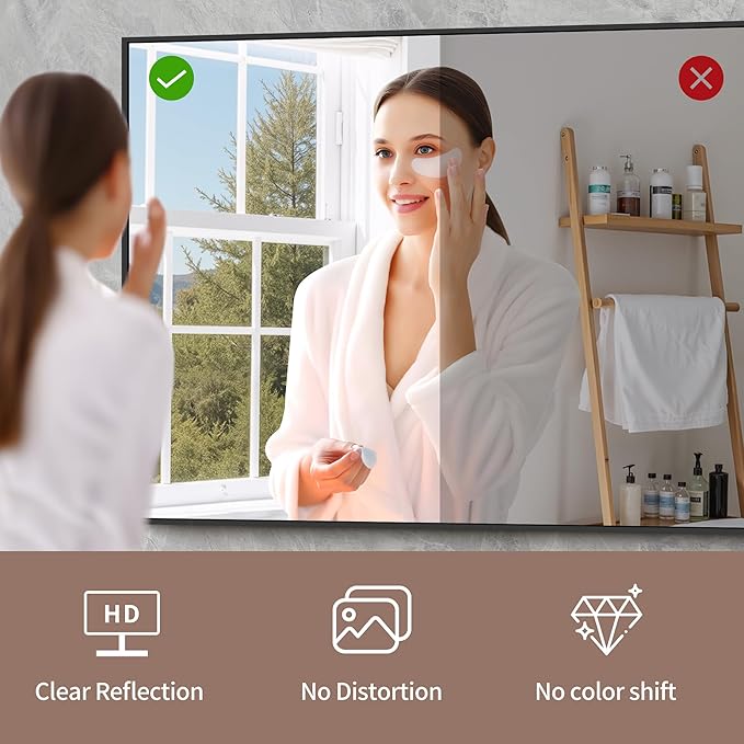 YIROMAN Bathroom Mirror for Wall 48"x48", Large Matte Black Bathroom Mirror - Image 6