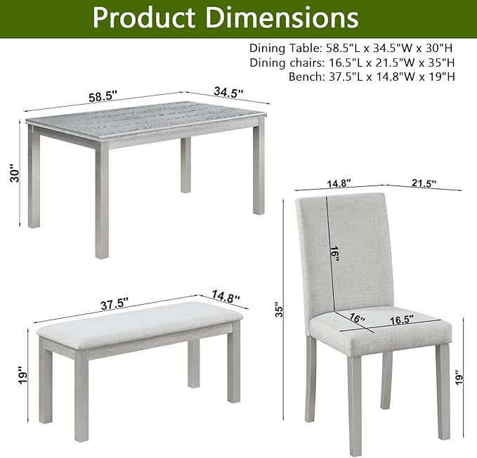 Ball & Cast 6 Piece Dining Table Set, Kitchen Table Set - Image 3
