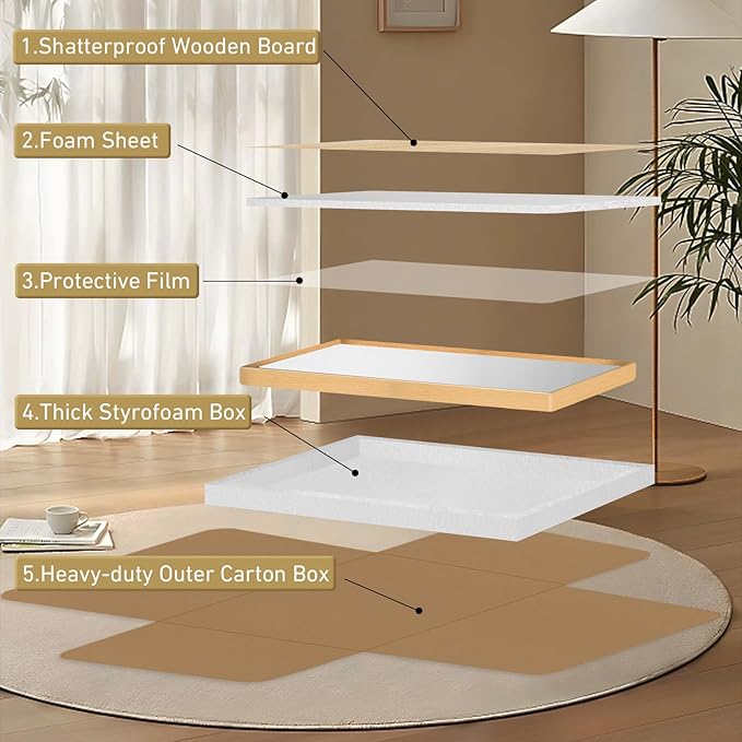 22x30 Inch Bathroom Mirror for Wall, Matte Gold Framed Rectangle Mirror - Image 6