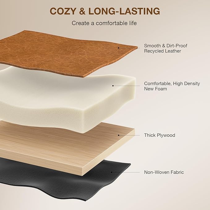 18-Inch Large Leather Vanity Stool, Vanity Chair - Image 5