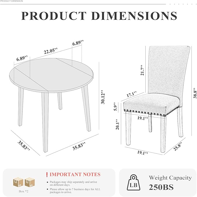 COLAMY 3-Piece Extendable Dining Table Set - Image 2