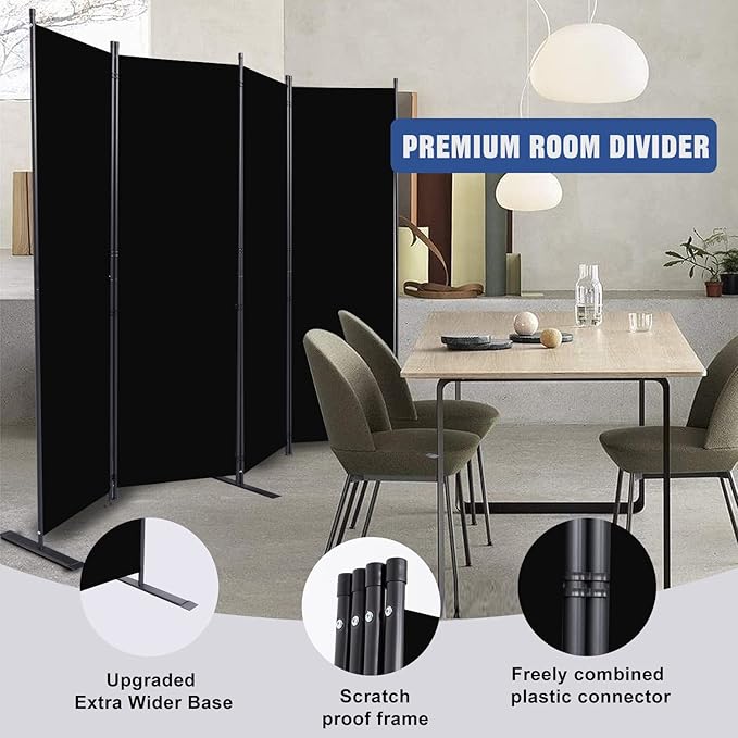 Room Divider 6FT Portable Room Dividers and Folding Privacy Screens, 4 Panel - Image 4