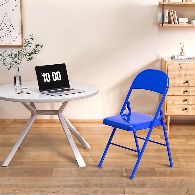 VECELO Metal Folding Chairs 4 Pack, Double Hinged Steel Frame Easy - Image 4