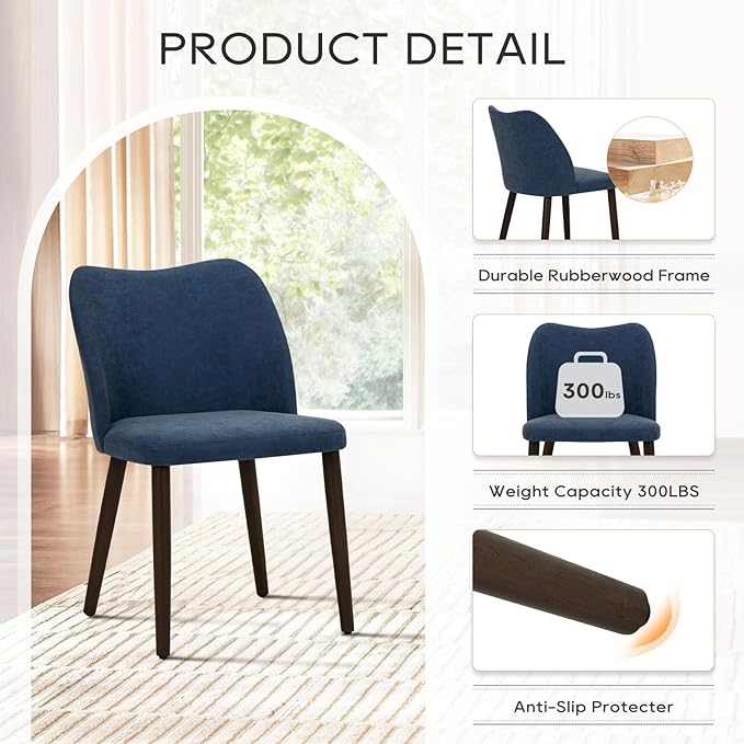 COLAMY Upholstered Dining Chairs Set of 2, Modern PU Leather Dining Room - Image 4