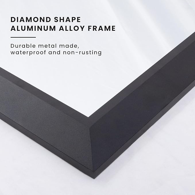 Amorho Black Bathroom Mirror, 60 X30 Inch Thick Metal Framed Wall Mirrors - Image 2