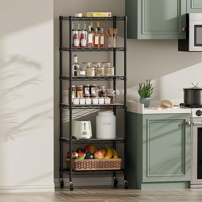 SINGAYE 6 Shelf Storage Wire Shelves Closet Bathroom Organizers Metal Pantry - Image 9